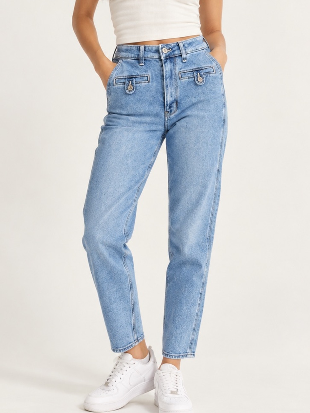 Hollister Ultra High-Rise Mom Jeans Vintage Stretch Light Wash 00L W23